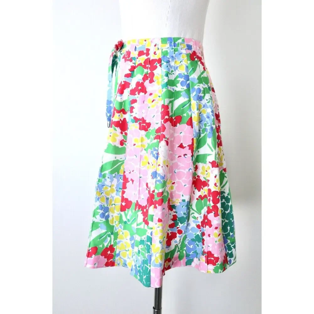 Vintage 1970s Buffy Buffington Size XXS A-Line Skirt Painterly Floral Print